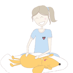 Pessoa aplicando massagem relaxante em um cão