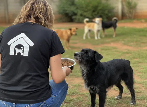 Cão preto resgatado